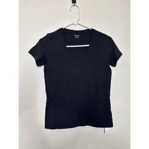 Madewell Black V-Neck Cotton Tee Size XXS NEW Lightweight Summer Capsule Layerin